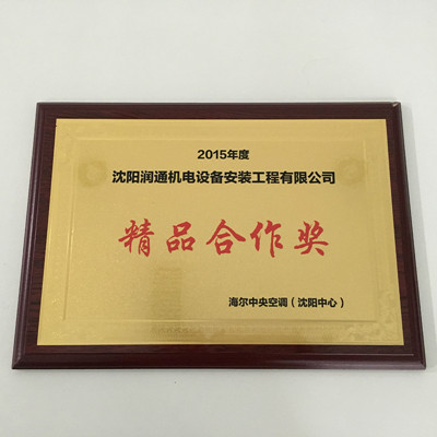 海爾授予潤通機(jī)電“精品合作獎(jiǎng)”
